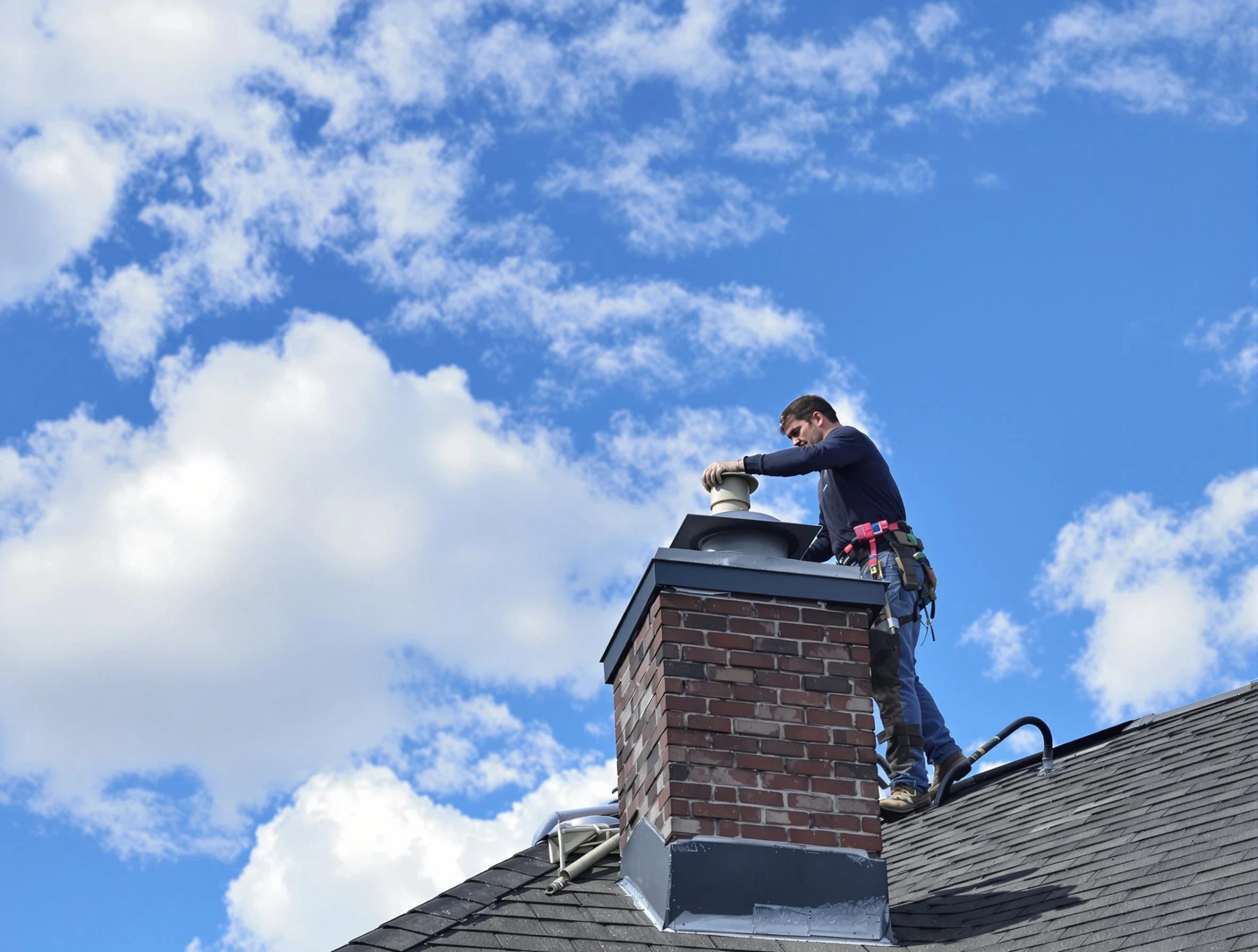 Acworth Chimney Sweep installing a sturdy chimney cap in Acworth, GA