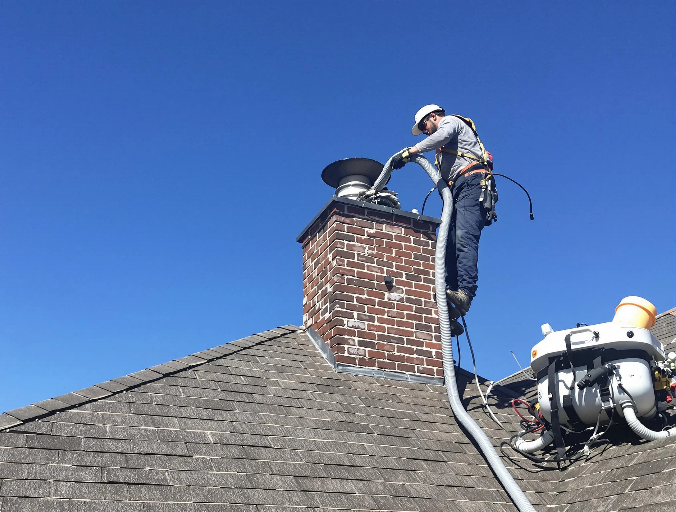 Dedicated Acworth Chimney Sweep team member cleaning a chimney in Acworth, GA