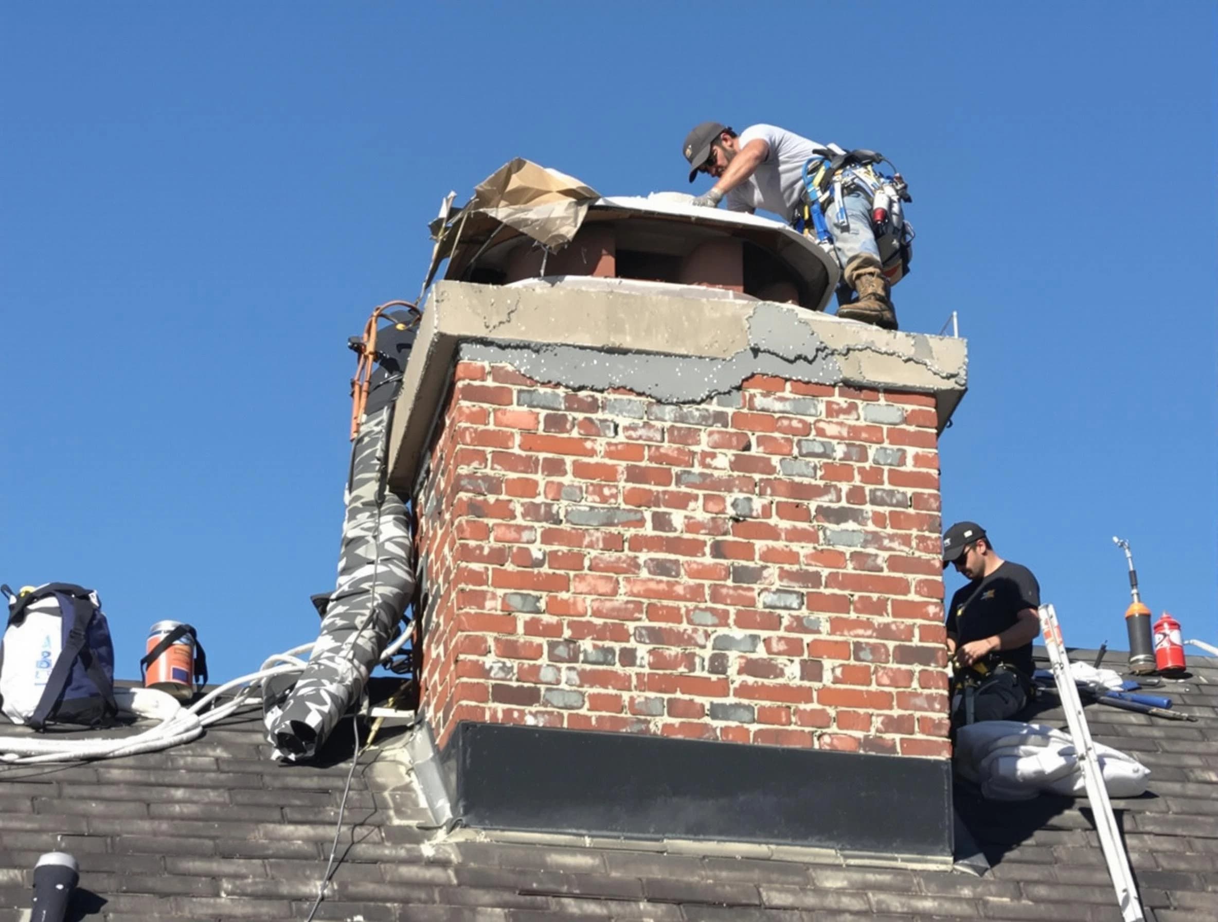 Acworth Chimney Sweep installing a custom chimney crown in Acworth, GA