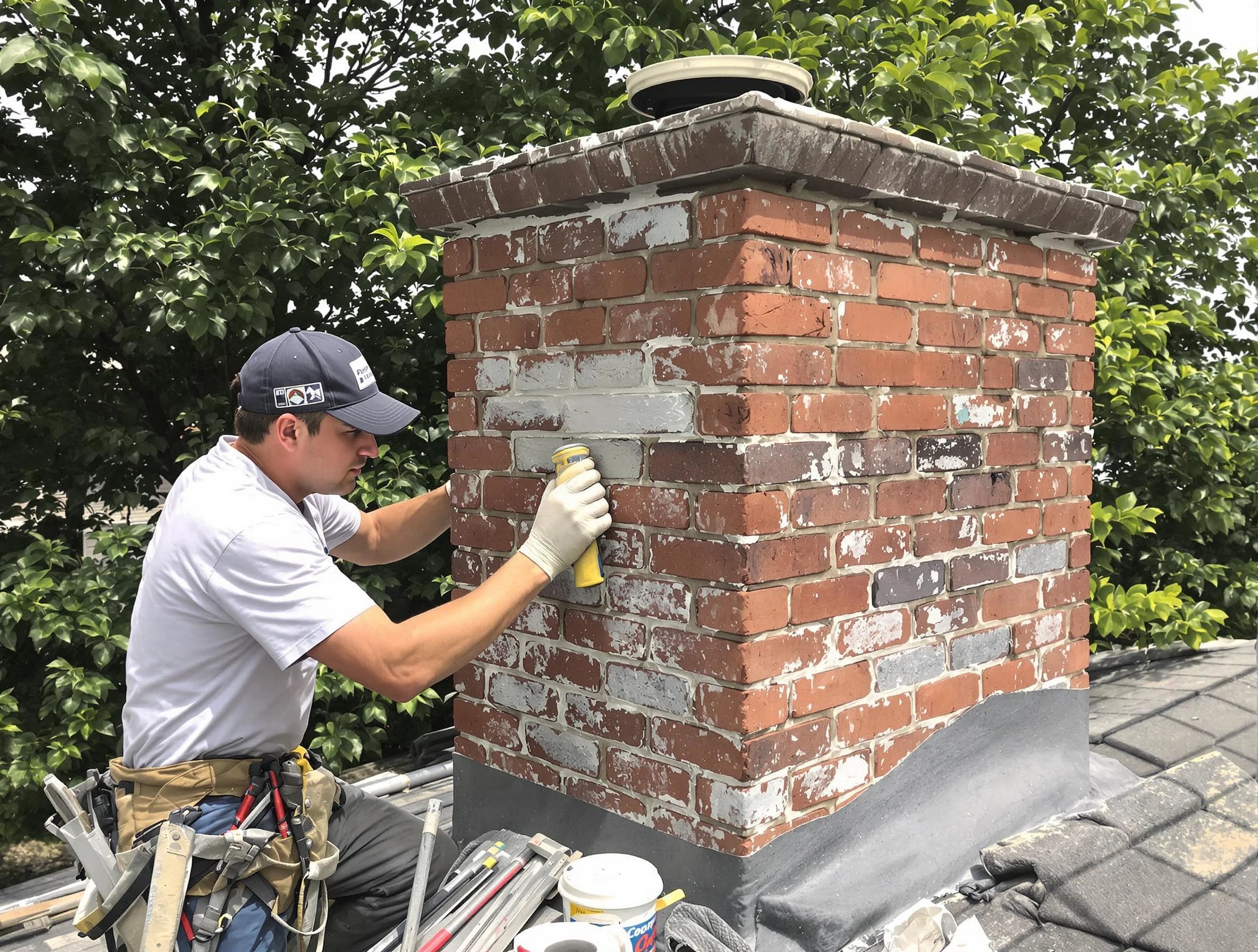 Acworth Chimney Sweep restoring an aging chimney in Acworth, GA