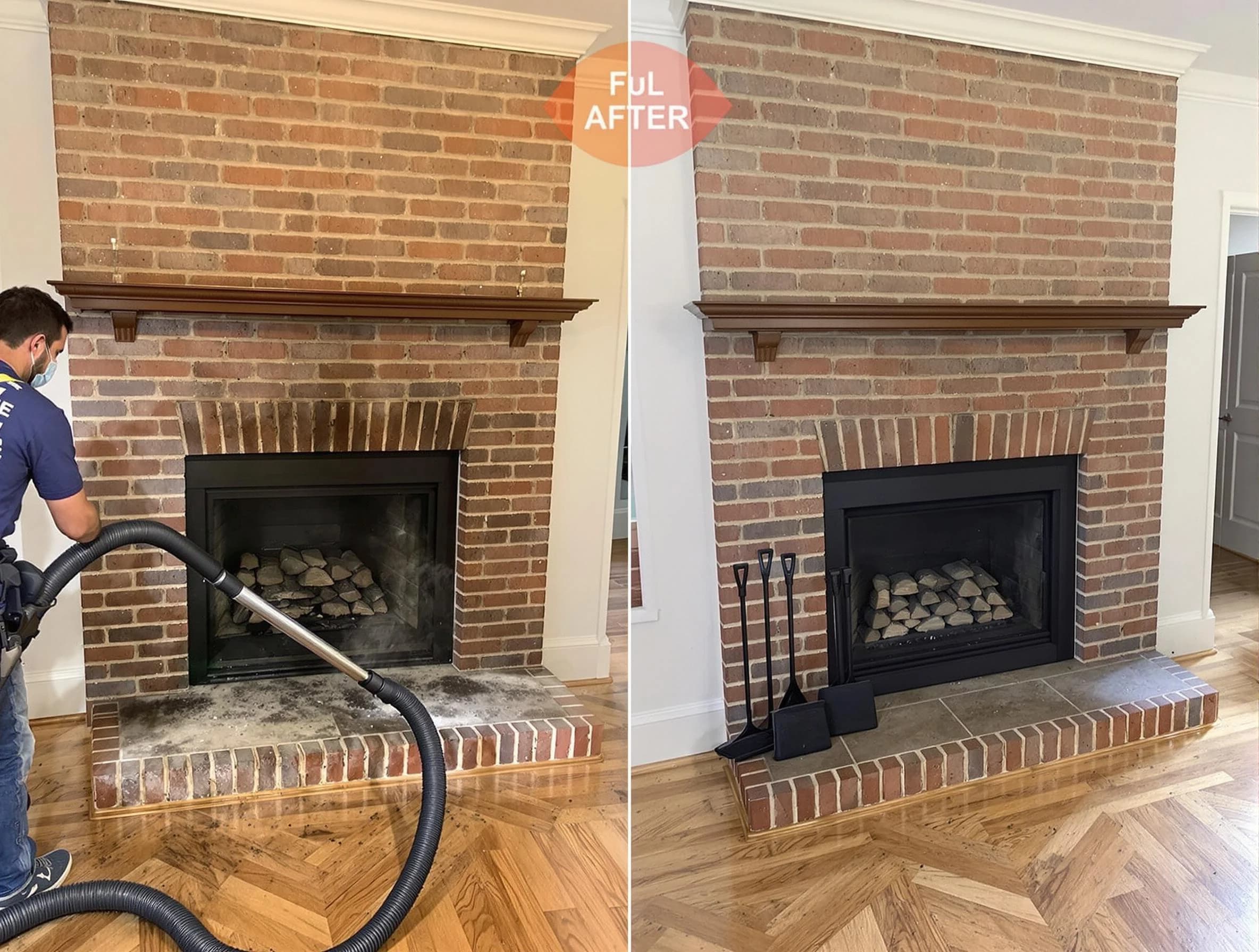 Acworth Chimney Sweep carefully sanitizing a fireplace in Acworth, GA