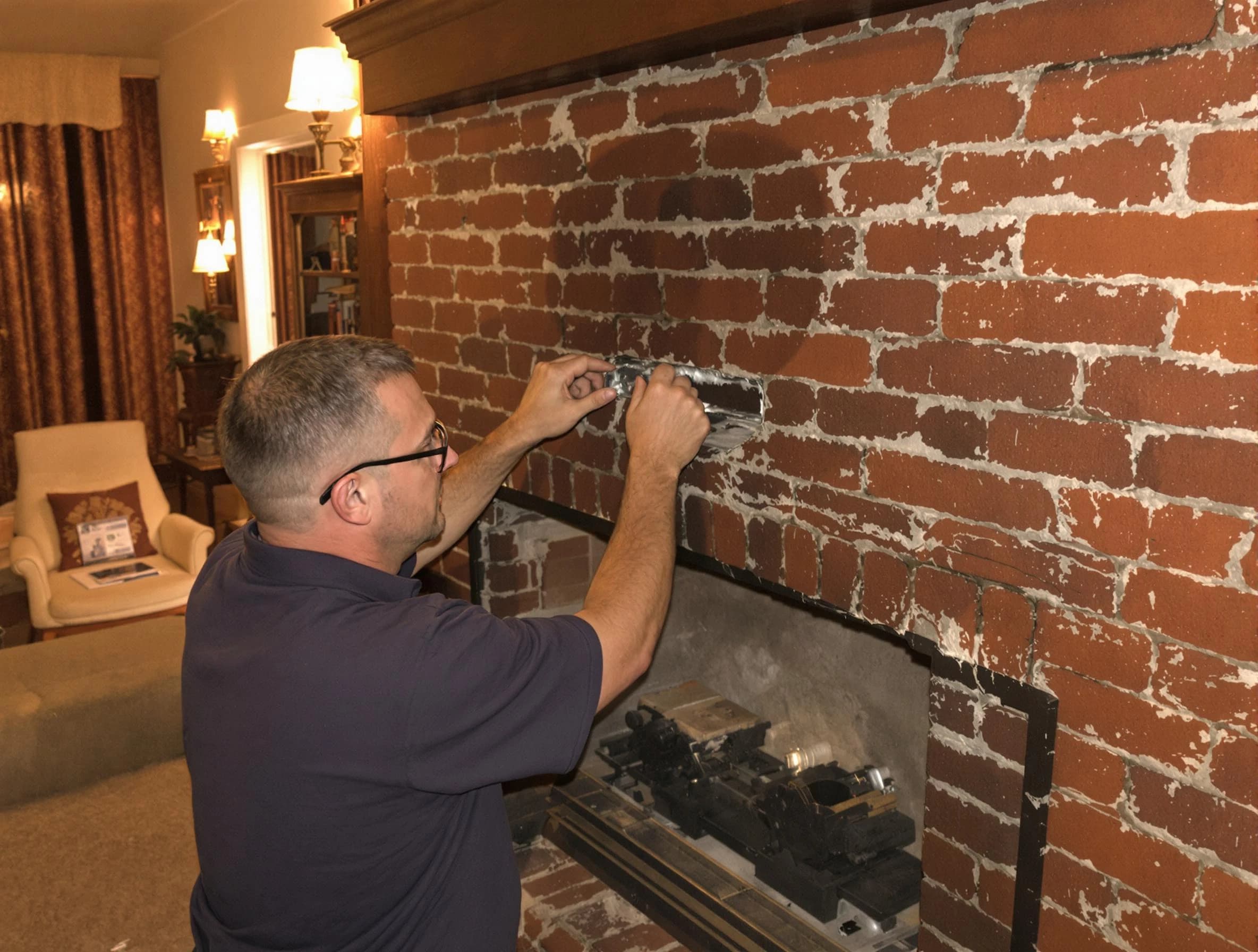 Acworth Chimney Sweep expert fixing a fireplace in Acworth, GA