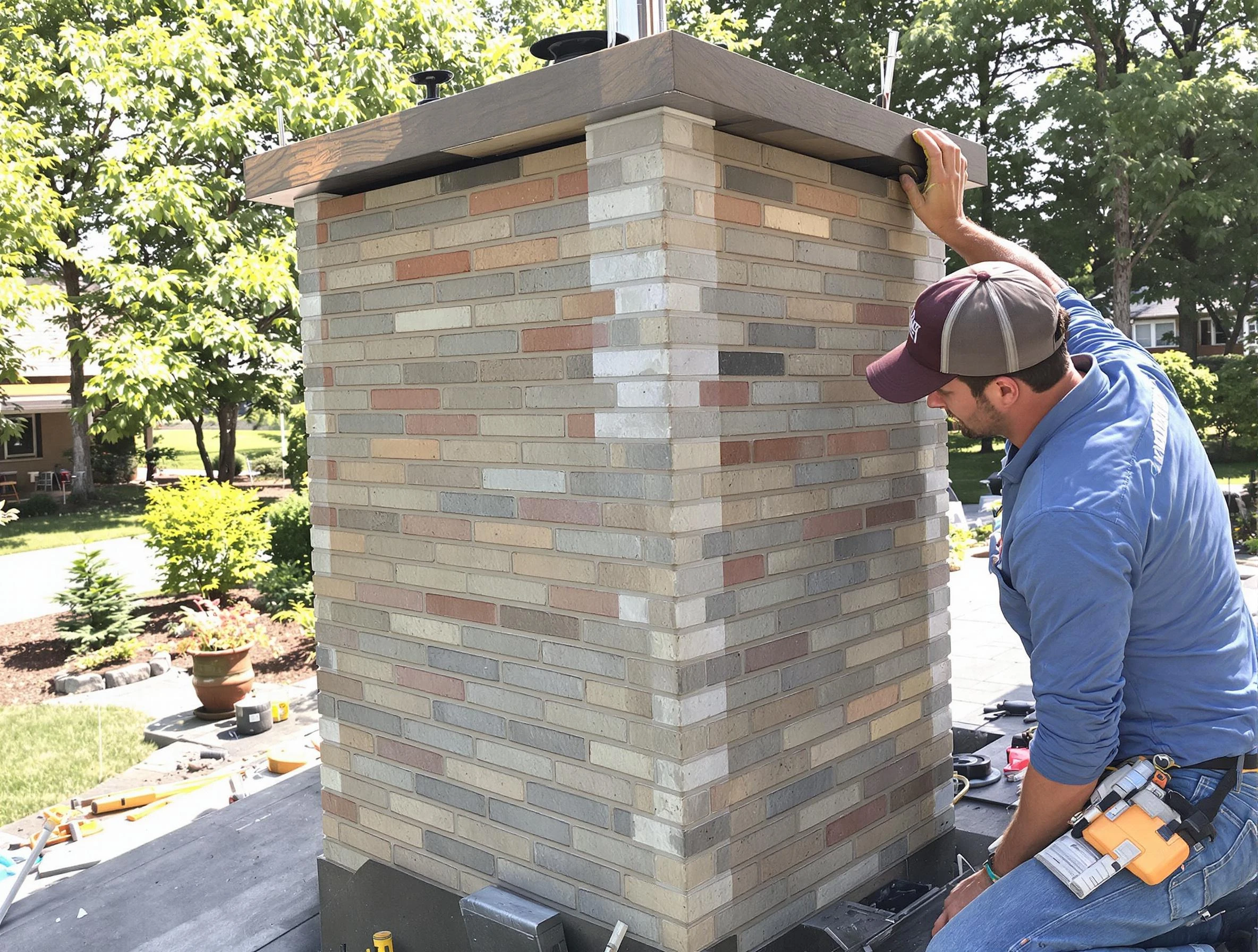 Acworth Chimney Sweep completing a modern chimney remodel in Acworth, GA