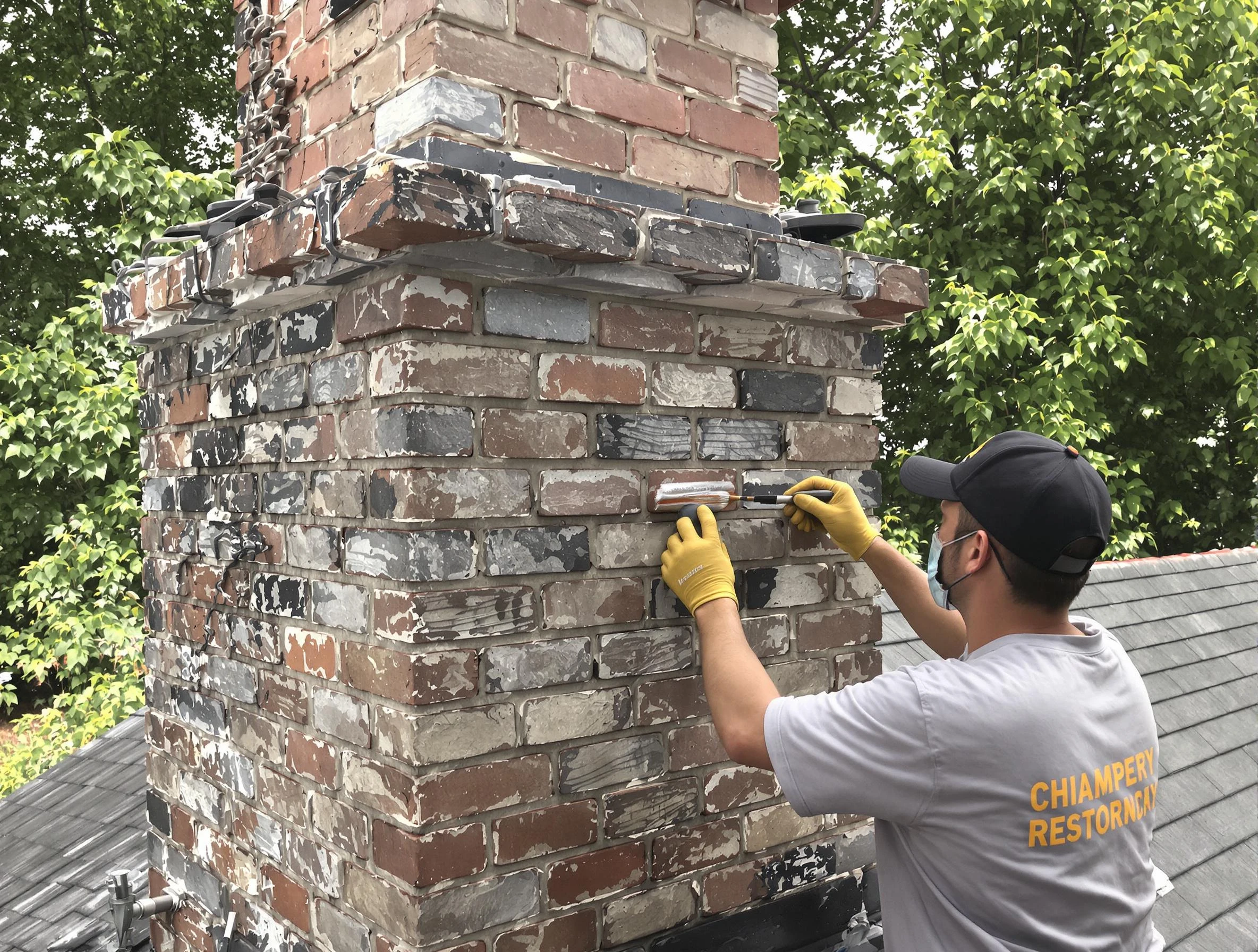 In-progress chimney restoration by Acworth Chimney Sweep in Acworth, GA