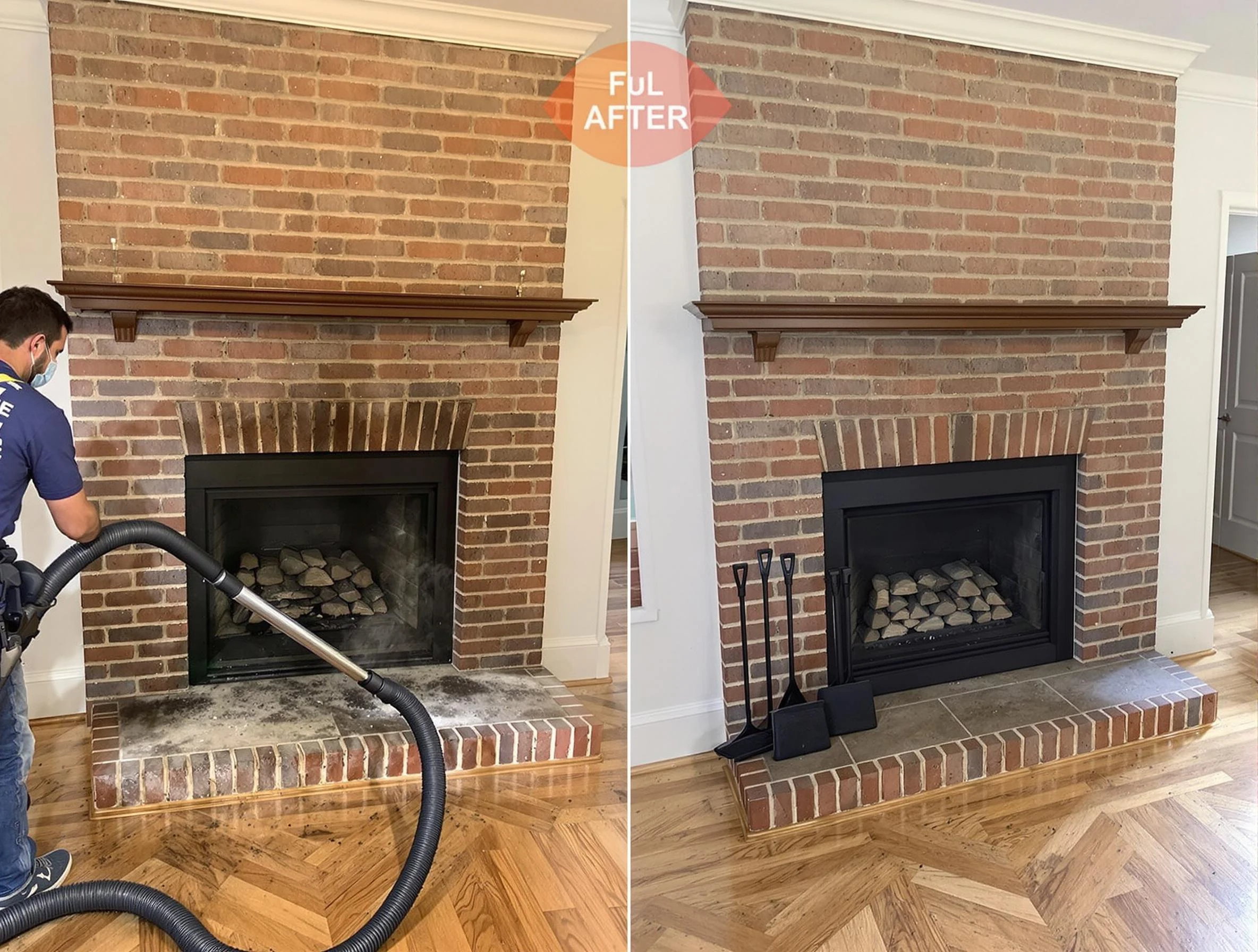Acworth Chimney Sweep carefully sanitizing a fireplace in Acworth, GA